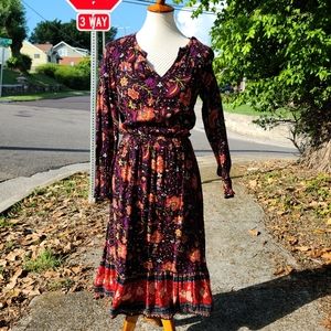 Old Navy Black & Bright Floral Long Sleeve Dress